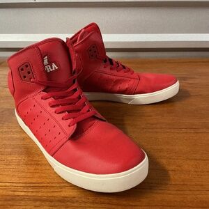 Supra Men Atom Red Leather High Top Skateboard Sneaker S91024 Size 12